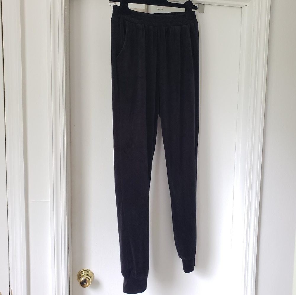 Plush velour joggers tracksuit black pants